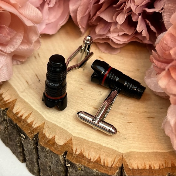 Black Long Range Zoom Photography Camera Lens Cufflinks - Picture 9 of 17